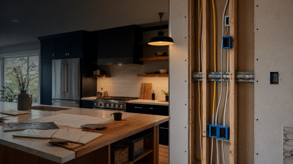 Electrical planning during a modern kitchen renovation